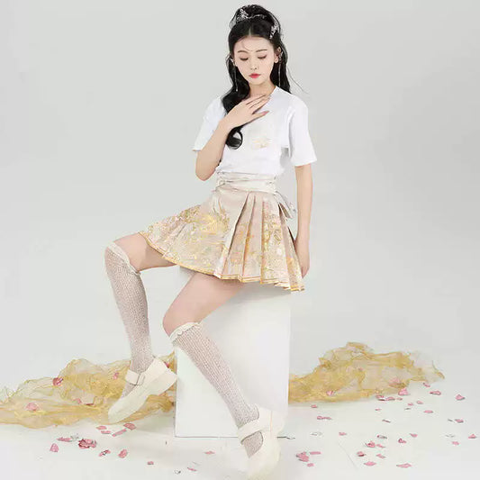 Ming Dynasty Modern Hanfu, Mamianqun, Peach Dragon 春山桃龙 (Preorder)