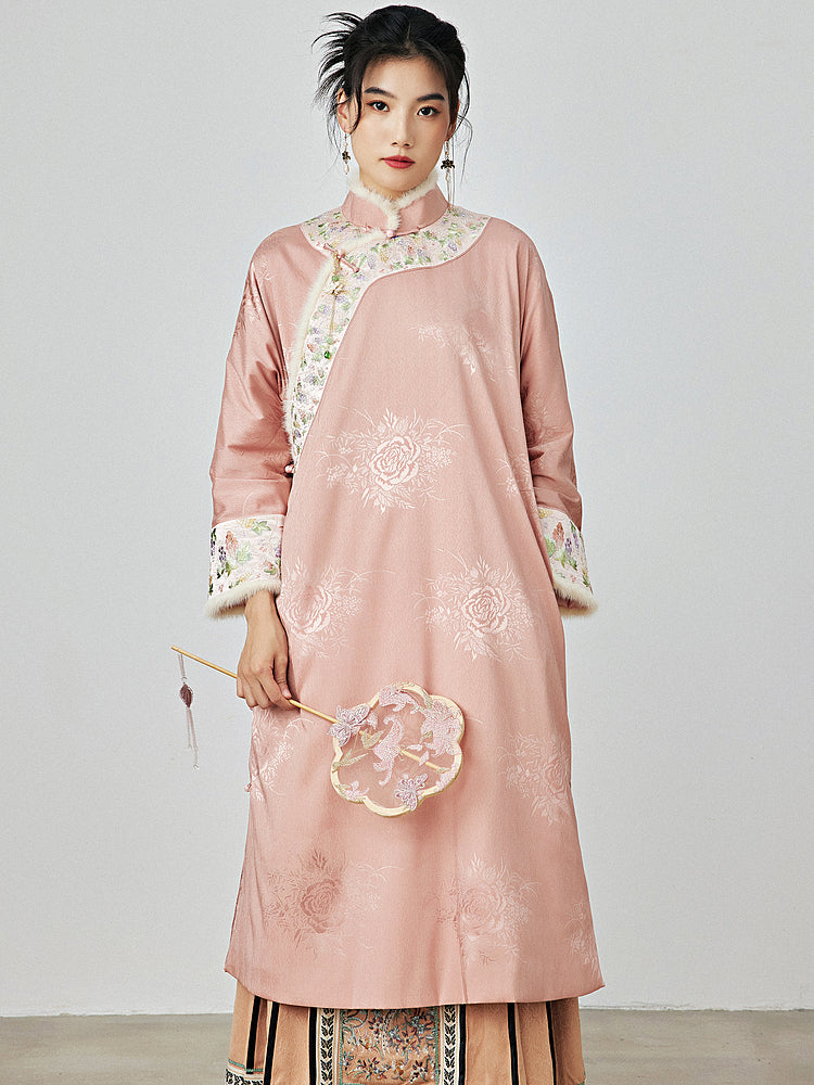 Soft Mist - Padded Cheongsam Dress for Autumn and Winter