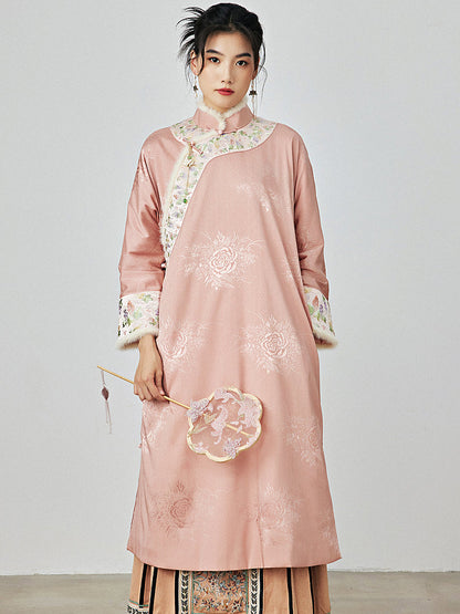 Soft Mist - Padded Cheongsam Dress for Autumn and Winter