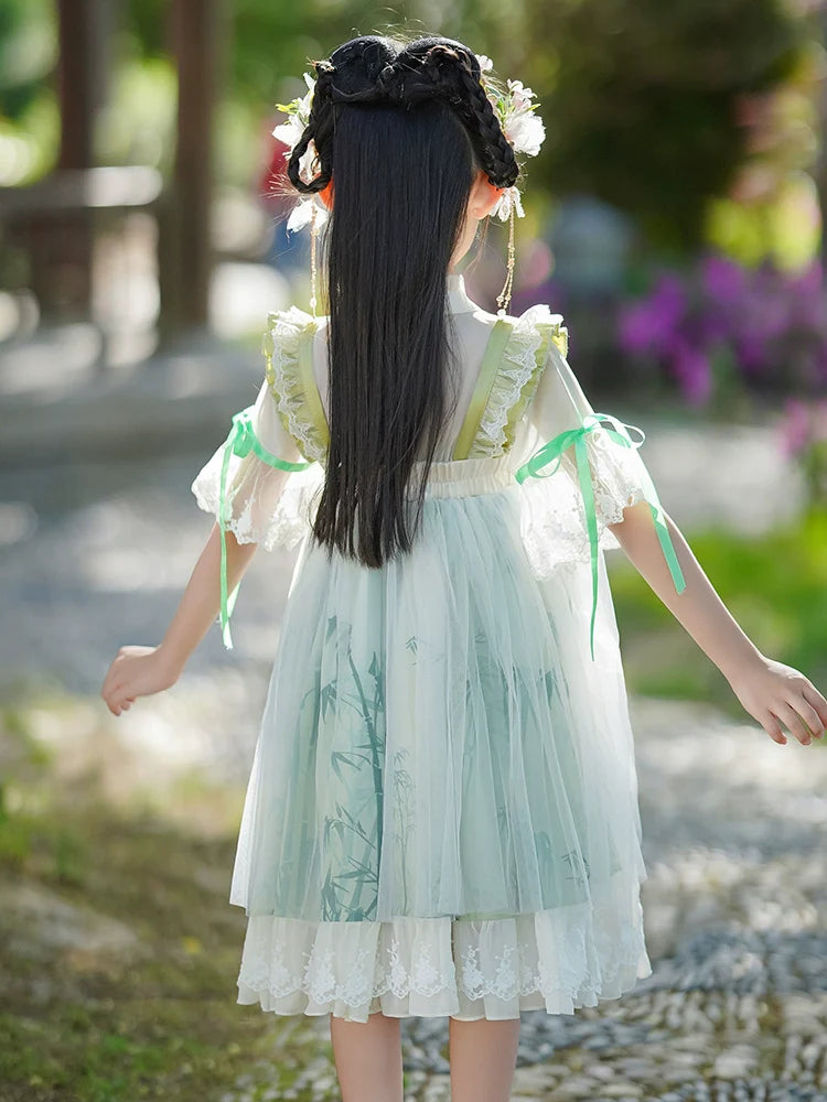 Leaf Fairy - Tang Dynasty Hanfu Dress, Princess Costume for Girls