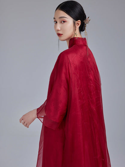 Ruby - 100% Silk Organza Loose Cheongsam Dress