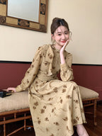 Vintage Floral Tie-Neck Dress