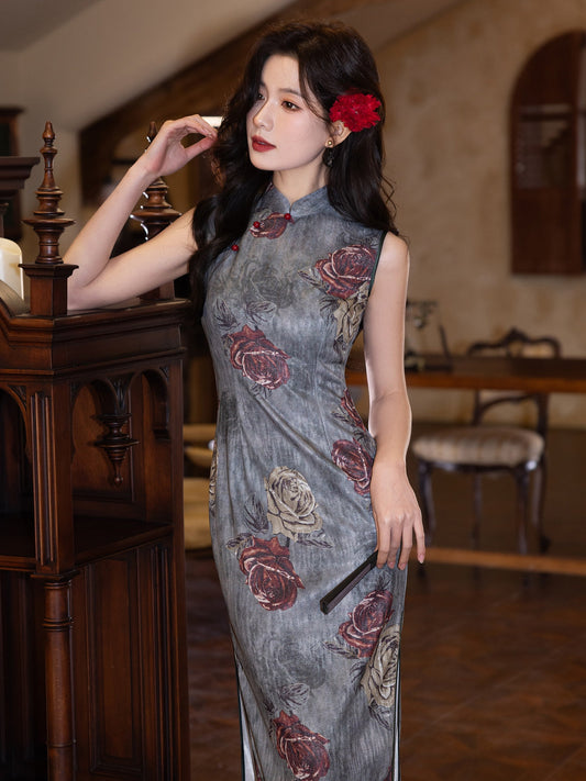 Rose Meaning 玫意 - Short Sleeve Vintage Flower Cheongsam