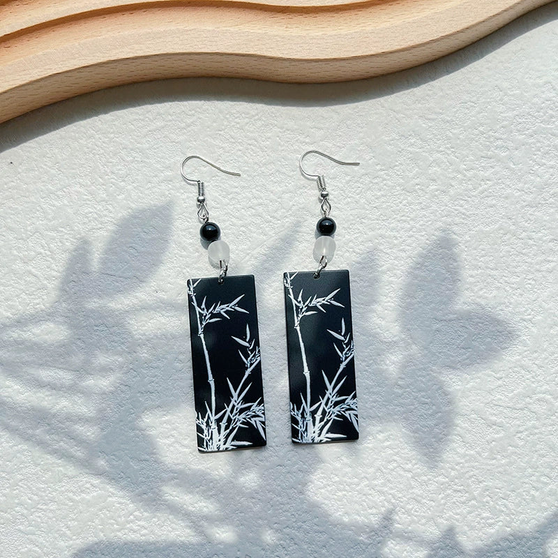 Ink Bamboo Chinese Style Earrings