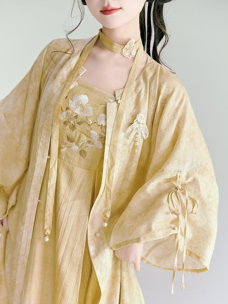 Spring Reflection 春映 - Modern Hanfu Slip Dress Cardigan Set