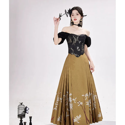 Ming Dynasty Modern Hanfu, Mamianqun, Flower Affair 兰若