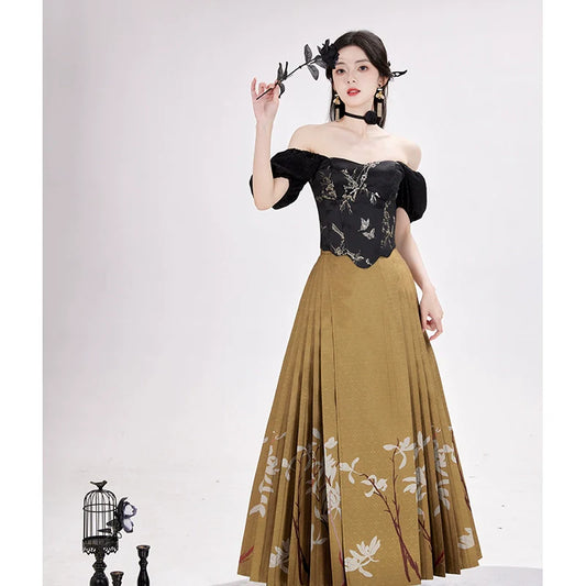 Ming Dynasty Modern Hanfu, Mamianqun, Flower Affair 兰若