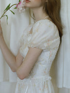White Floral Corset Waist Dress