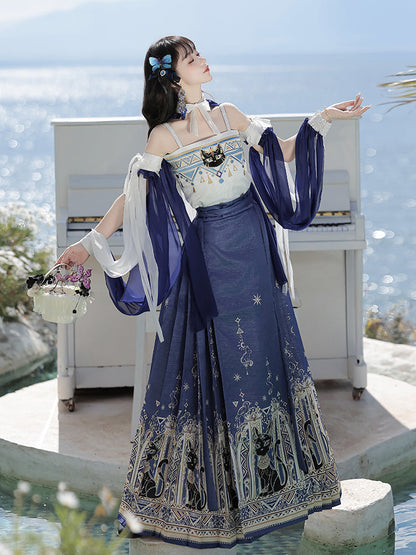 Egyptian Cats 埃及猫猫 - Dunhuang and Ming Dynasty Mamianqun Modern Chinese Outfit