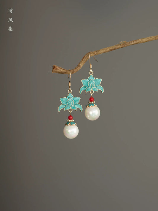 Blooming Pearls Chinese Style Earrings
