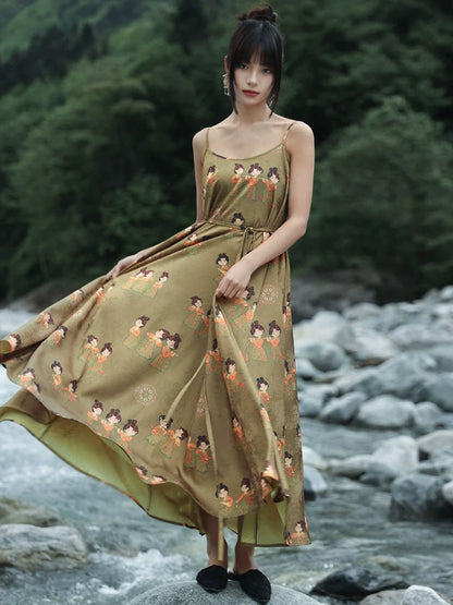 New Chinese Style Satin Summer Jacquard Tang Dynasty Dress