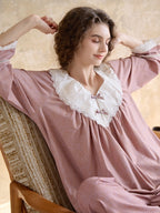 Blush Lace Collar Pajama Set