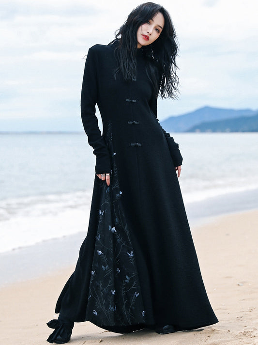 Tourmaline - Women's New Chinese Style Knitted Cheongsam Dress