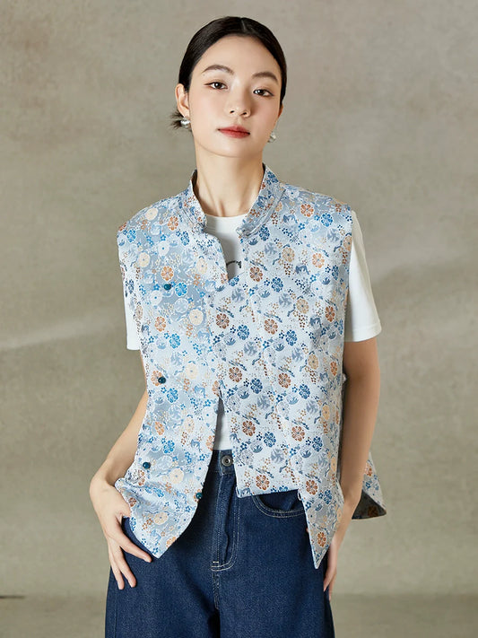 Porcelain - New Chinese Style Jacquard Women Vest