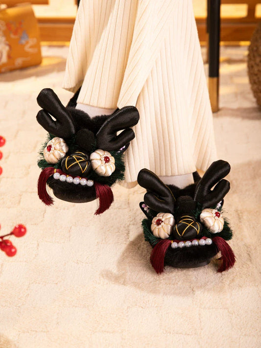 Hailey - Traditional Chinese Lion Furry Shoes