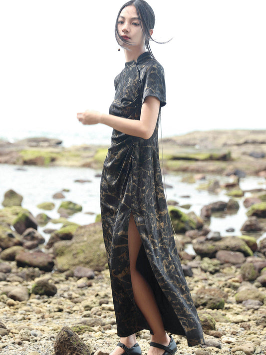 Lava - Women's Summer New Chinese Style Backless Cheongsam Dress