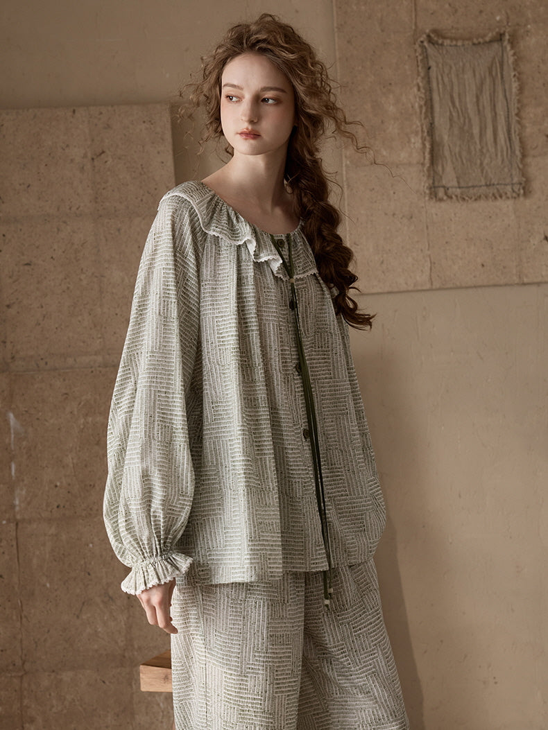 Vintage Ruffle Collar Pajamas