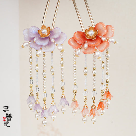 Floral Tassel Hair Pins: Petale