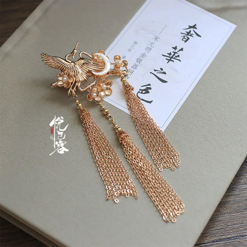 Hair Clips: Crane Chasing