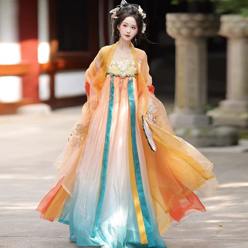 Listen to Rain 听雨 - Tang Dynasty Style Hanfu Dress Heziqun