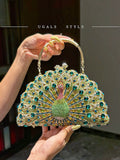 Rhinestone Embellished Peacock Evening Clutch Bag