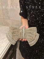 Rhinestone 3D Bow Sparkling Evening Clutch Bag