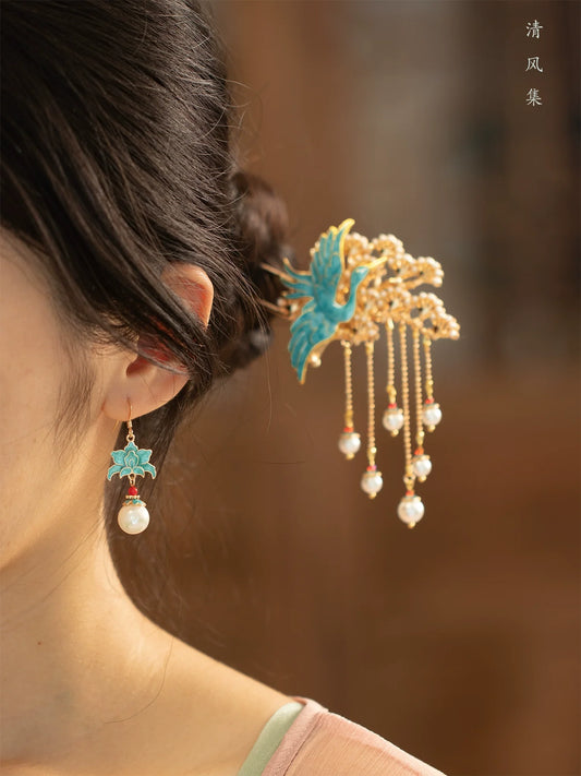 Blooming Pearls Chinese Style Earrings