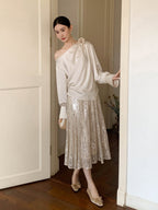 Champagne Sequin A-Line Skirt