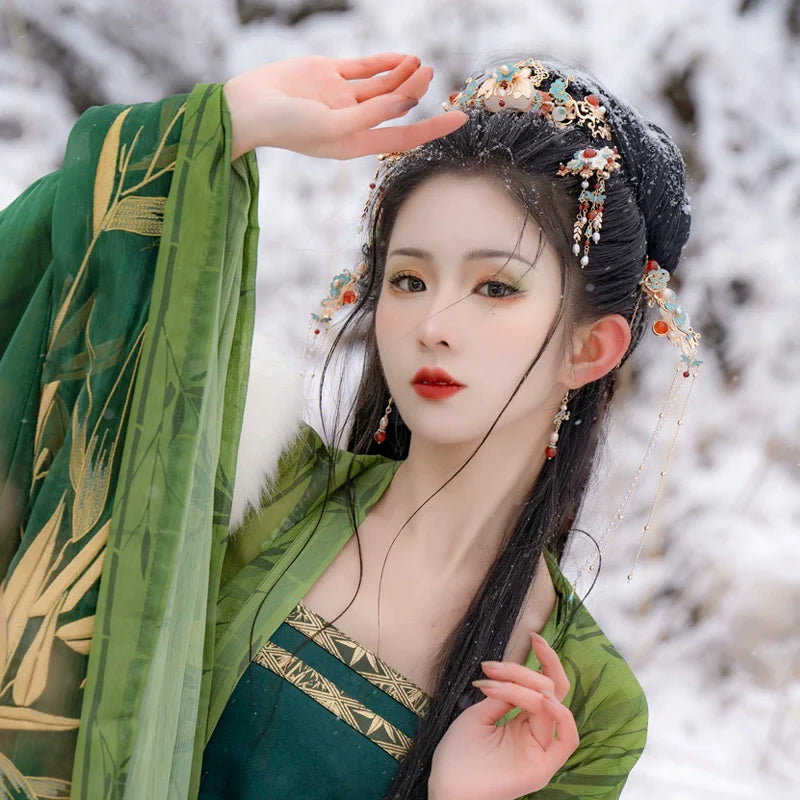 Hanfu Hair Accessories Set: Jade Butterfly Spring