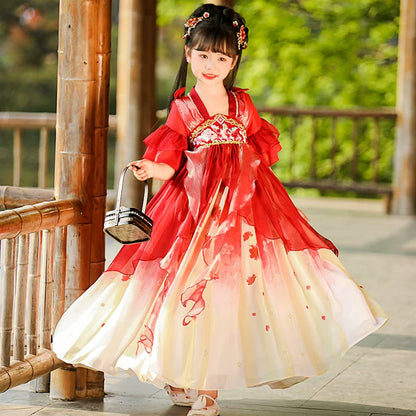 Ruby - Tang Dynasty Hanfu Dress, Princess Costume for Girls