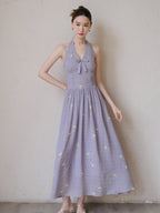 Lavender Bow Halter Dress