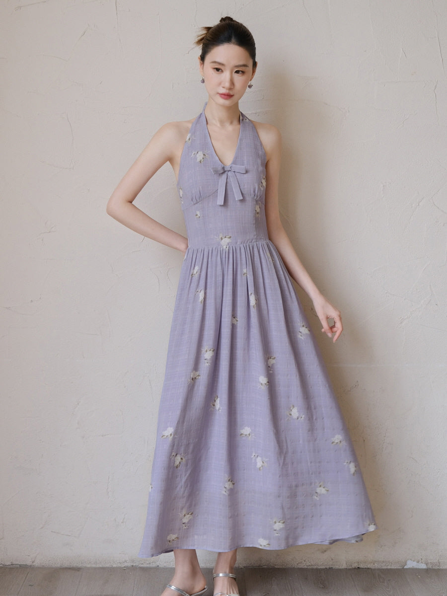 Lavender Bow Halter Dress