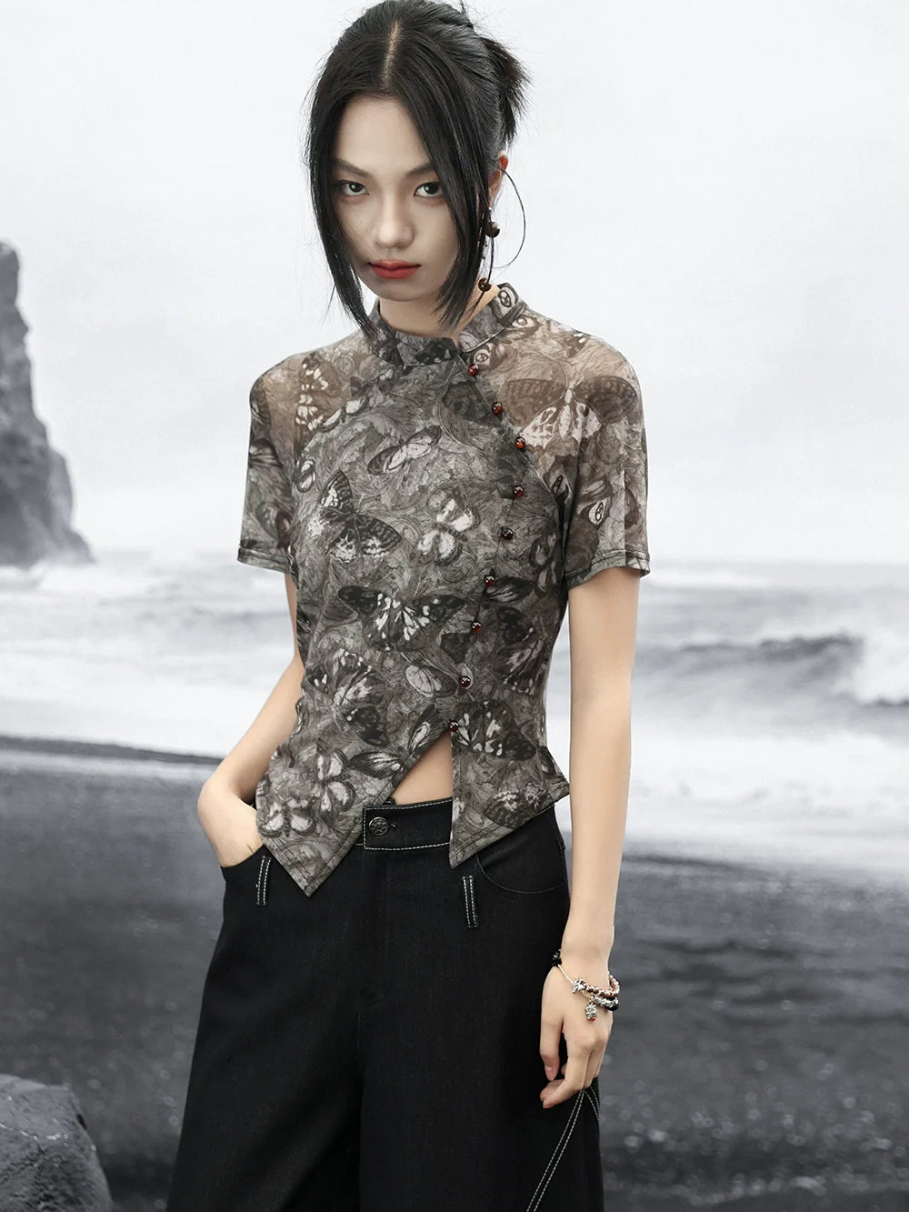 New Chinese Style Printed Butterfly Top