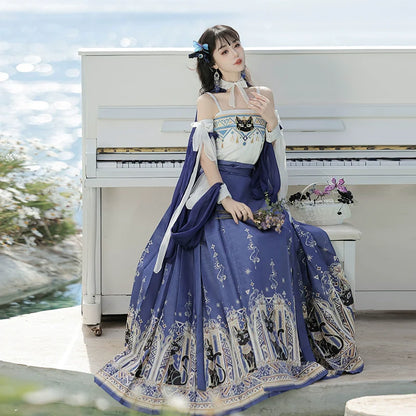 Egyptian Cats 埃及猫猫 - Dunhuang and Ming Dynasty Mamianqun Modern Chinese Outfit