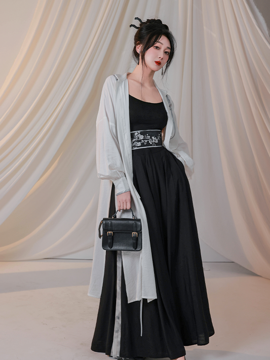 Plum Blossom Words 梅花词 - New Chinese Style Stand-Up Collar Shirt and Song Pants (Preorder)