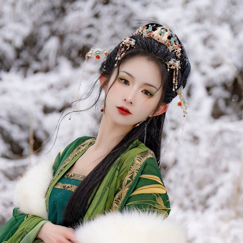 Hanfu Hair Accessories Set: Jade Butterfly Spring