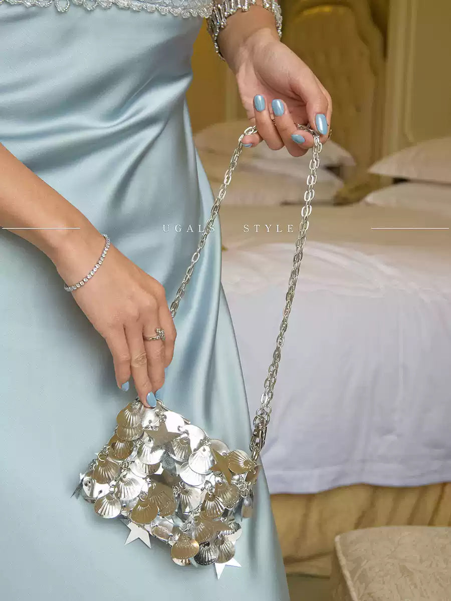 Fairy Metal Shell & Star Sequin Chain Bag