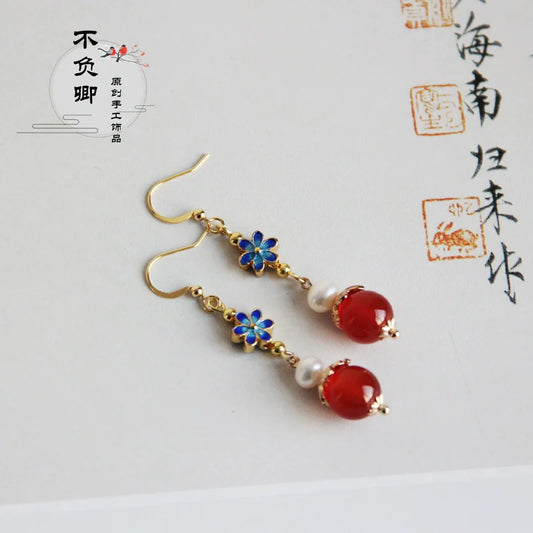 Dark Fleur Chinese Style Earrings