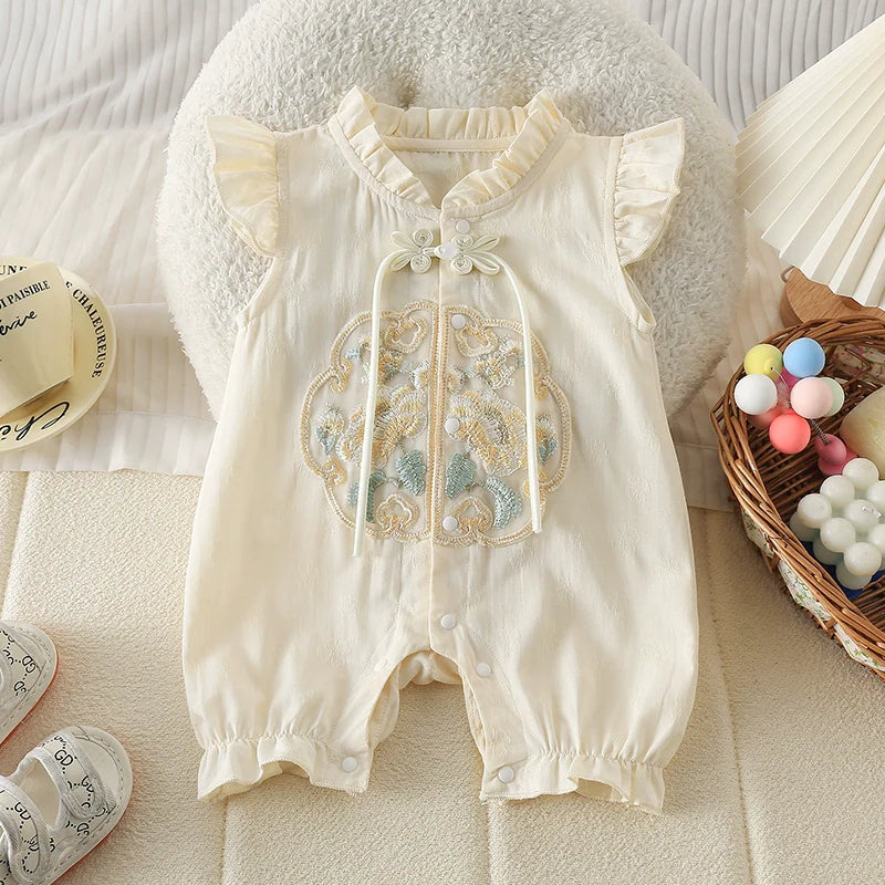 Apricot - Cheongsam Style Baby Onesies for Girls