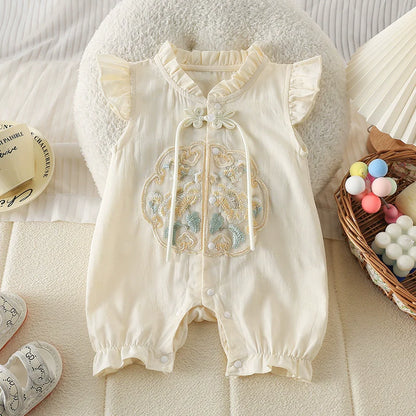 Apricot - Cheongsam Style Baby Onesies for Girls