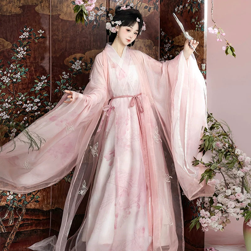 Butterfly Wind 粉黛蝶风 - Straight Hem Robe Ancient Costume