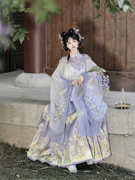 Wisteria 紫藤 - Robe & Mamianqun Ming Dynasty Hanfu Set