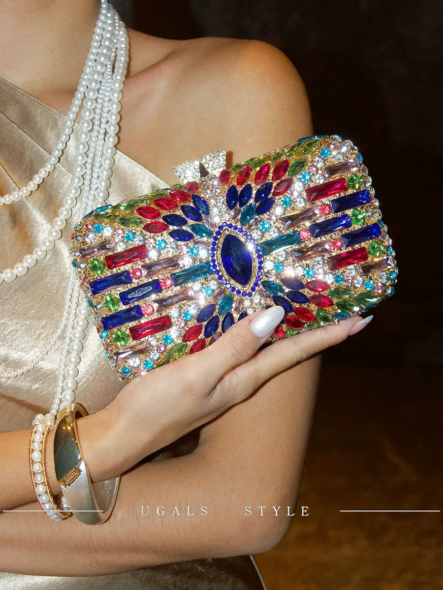 Vintage Glam Sparkling Rhinestone Jewel Box Banquet Clutch Bag