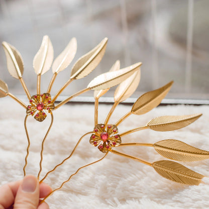 Hair Pins: Golden Leaves