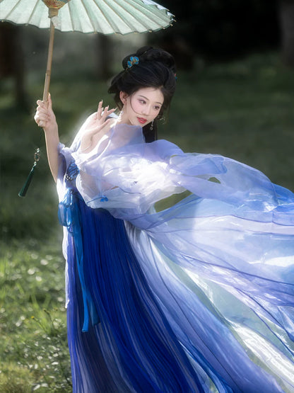 Illusory Butterfly 蓝蝶 - Tang Dynasty Style Hanfu Dress Heziqun
