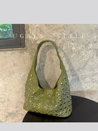 Punk Studded Hobo Shoulder Bucket Tote Bag