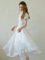 White Floral Corset Waist Dress
