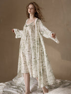 Woodland Toile Print Nightgown & Robe Set