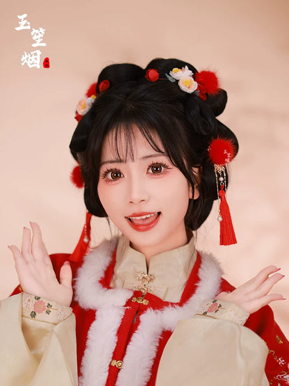 Hair Pins: Red Furballs