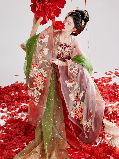 Camellia 山茶 - Tang Dynasty Style Hanfu Dress Heziqun